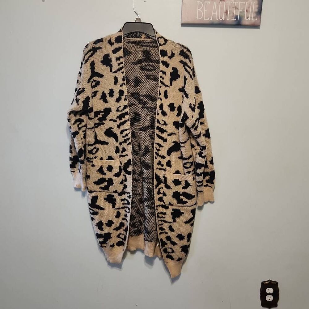 Cupshe Wild Gears Leopard Print Open-Front Cardigan Size M